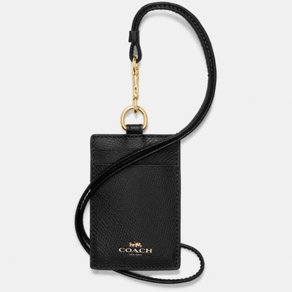 COACH ID Lanyard in Black Leather